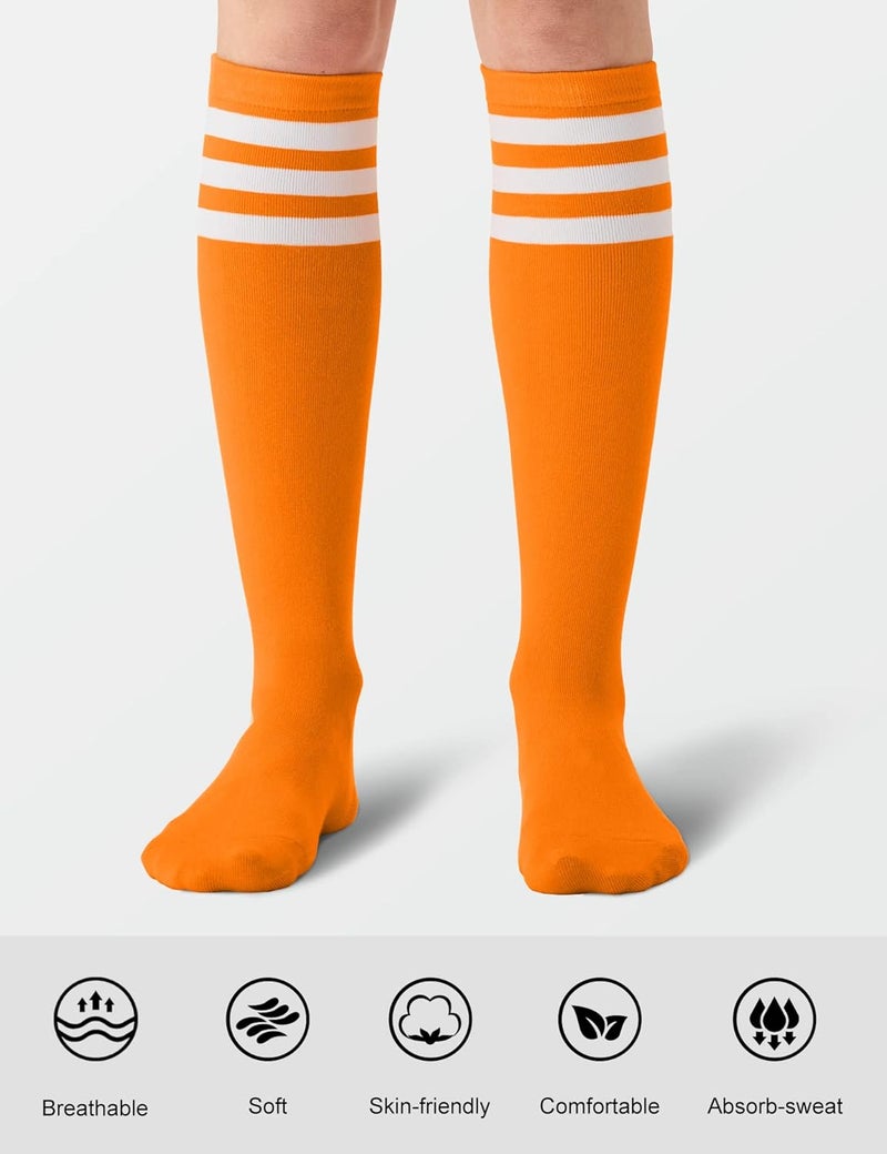 JOULLI Women's Knee High Athletic Socks Stripe Tube Outdoor Sport Socks 1-3 Pairs - Image 2