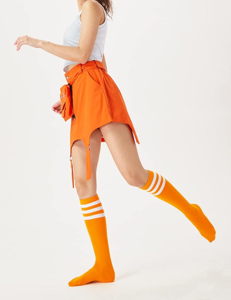 JOULLI Women's Knee High Athletic Socks Stripe Tube Outdoor Sport Socks 1-3 Pairs - Image 5
