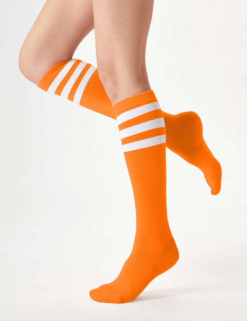 JOULLI Women's Knee High Athletic Socks Stripe Tube Outdoor Sport Socks 1-3 Pairs - Image 3