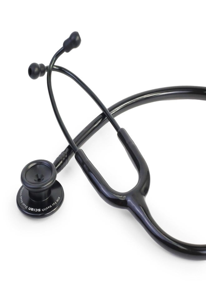 Scian Lightweight Stethoscope -Enhanced Acoustic, Satin-Flex Tube, Aluminum Featherlight Dual Head for Nurse Essentials, Black - Image 1