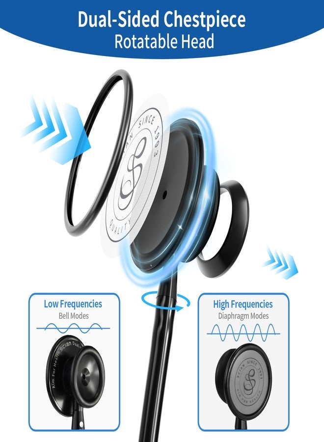 Scian Lightweight Stethoscope -Enhanced Acoustic, Satin-Flex Tube, Aluminum Featherlight Dual Head for Nurse Essentials, Black - Image 2