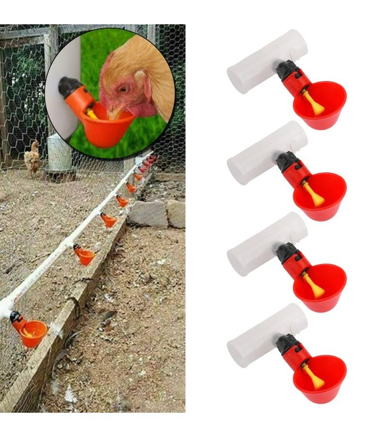 أكواب شرب حمراء أوتوماتيكية للدواجن لتوفير المياه في مزارع التغذية - Image 2