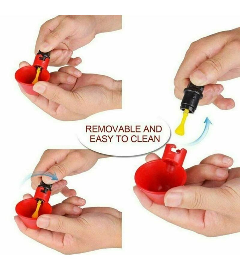أكواب شرب حمراء أوتوماتيكية للدواجن لتوفير المياه في مزارع التغذية - Image 5