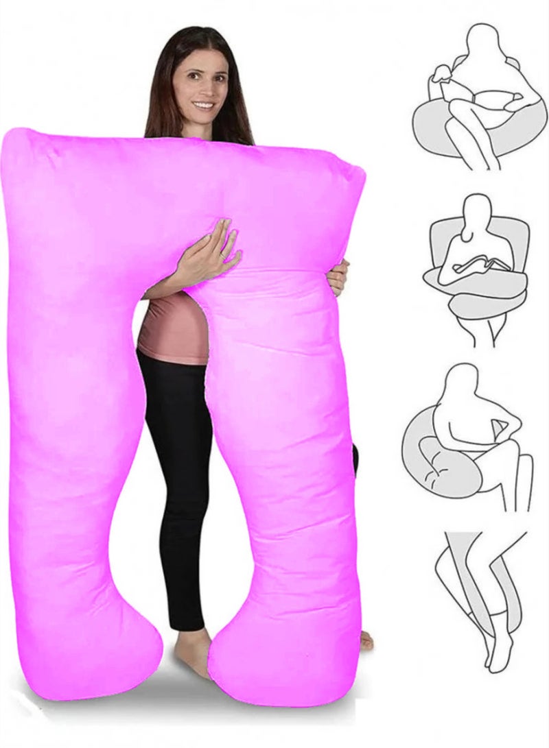 Banotex Pregnancy Pillow Made of Cotton with Pure Microfiber Blend Filling 120 x 80 cm Pink - Image 1