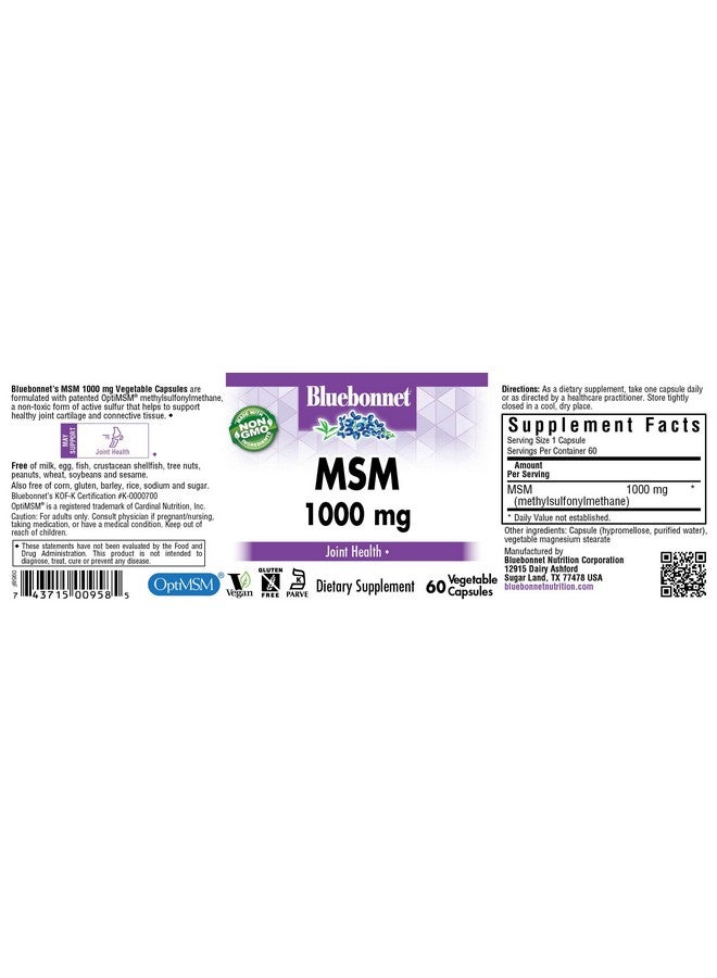BlueBonnet MSM Supplement, 60 Vcaps - Image 2