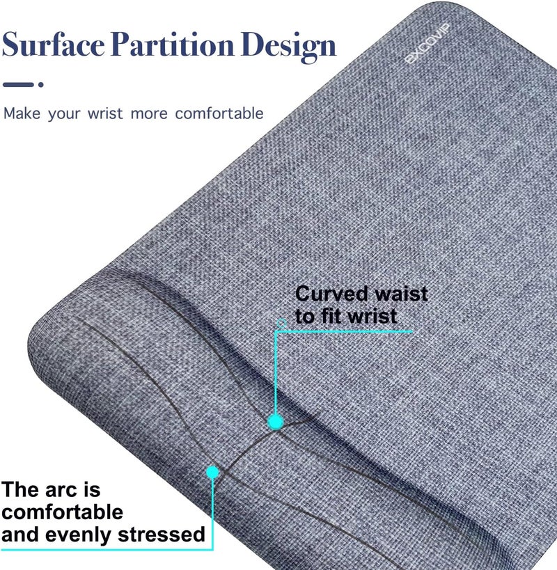 إكسوفيب وسادة ماوس مع دعم للمعصم، ناعمة ومريحة وقابلة للغسل يدويًا للاستخدام في المنزل والكمبيوتر واللاب توب وماك بوك والمكتب والسفر، لون رمادي 9558 - Image 2
