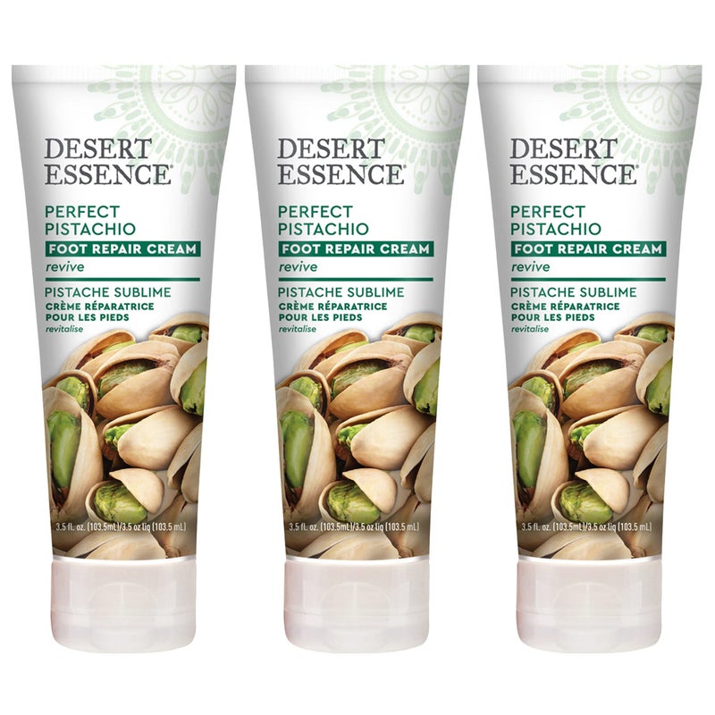 Desert Essence Pistachio Foot Repair Cream  35 Fl Ounce  Pack of 3  Restores Softness  Skin Repair  Renewal  Pistachio Nut Oil  Shea Butter  Macadamia Seed Oil  CrueltyFree