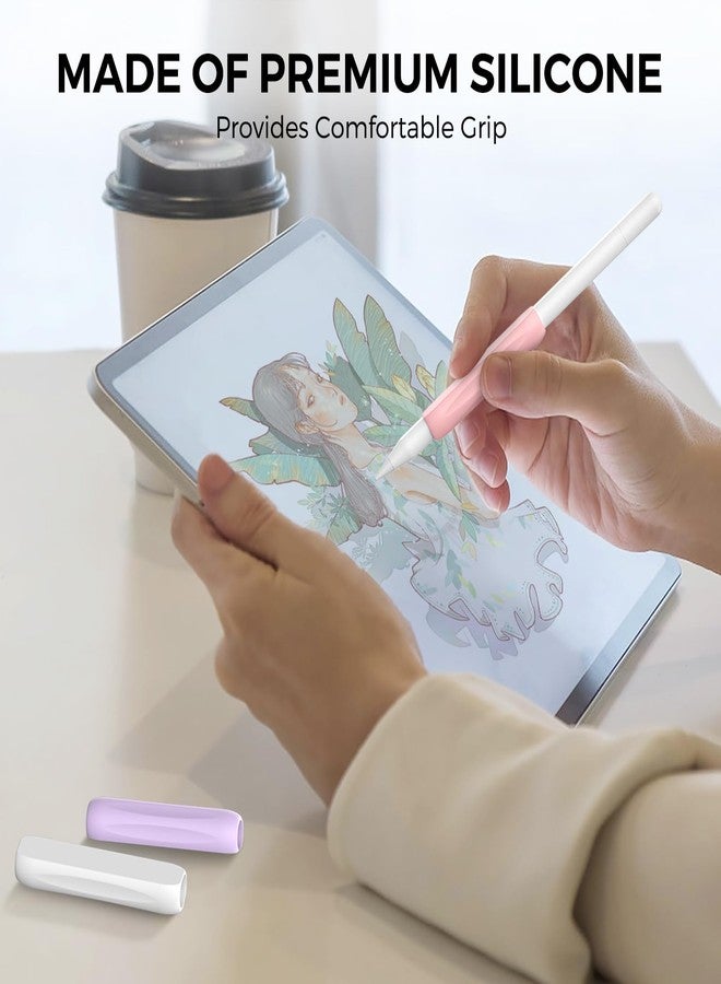 أهاستايل مجموعة AHASTYLE من 3 حوامل سيليكون مريحة لقلم Apple Pencil، متوافقة مع Apple Pencil Pro و Apple Pencil من الجيل الثاني و Apple Pencil USB-C (أبيض + بنفسجي + وردي) - Image 4