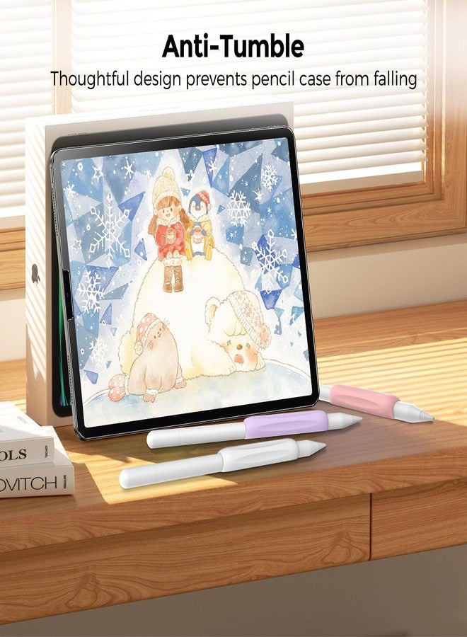 أهاستايل مجموعة AHASTYLE من 3 حوامل سيليكون مريحة لقلم Apple Pencil، متوافقة مع Apple Pencil Pro و Apple Pencil من الجيل الثاني و Apple Pencil USB-C (أبيض + بنفسجي + وردي) - Image 5