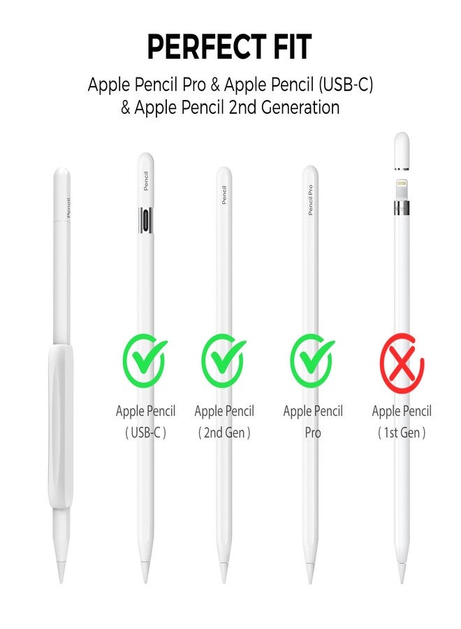 أهاستايل مجموعة AHASTYLE من 3 حوامل سيليكون مريحة لقلم Apple Pencil، متوافقة مع Apple Pencil Pro و Apple Pencil من الجيل الثاني و Apple Pencil USB-C (أبيض + بنفسجي + وردي) - Image 2