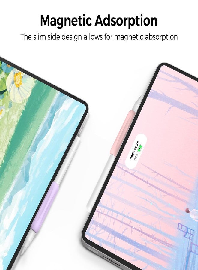 أهاستايل مجموعة AHASTYLE من 3 حوامل سيليكون مريحة لقلم Apple Pencil، متوافقة مع Apple Pencil Pro و Apple Pencil من الجيل الثاني و Apple Pencil USB-C (أبيض + بنفسجي + وردي) - Image 3