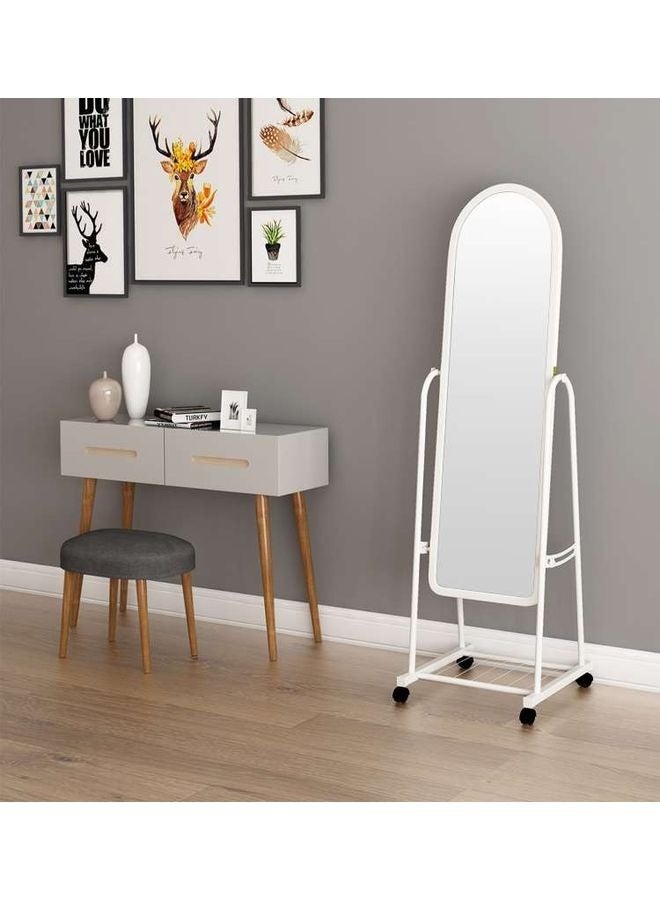 PRIMO PLUS Full Length Standing Mirror with Adjustable Stand and Wheels White  - Image 5