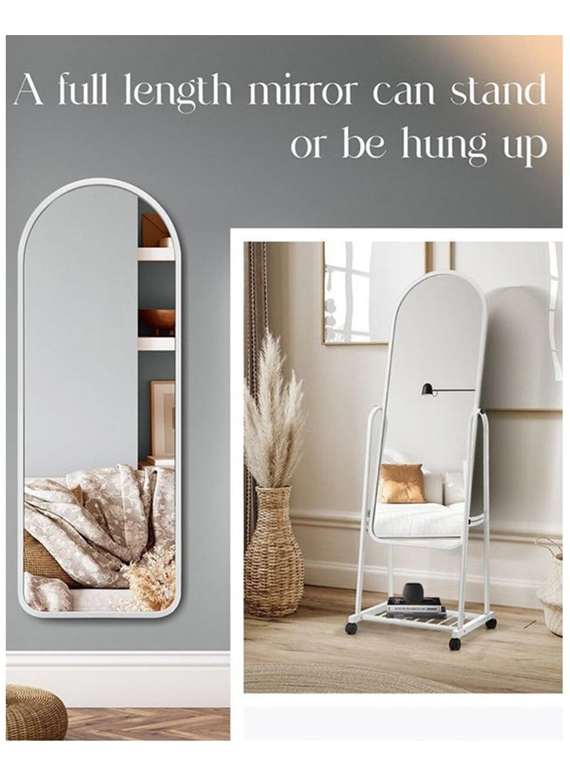 PRIMO PLUS Full Length Standing Mirror with Adjustable Stand and Wheels White  - Image 2