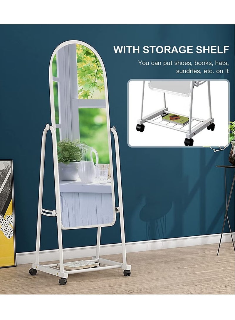 PRIMO PLUS Full Length Standing Mirror with Adjustable Stand and Wheels White  - Image 3