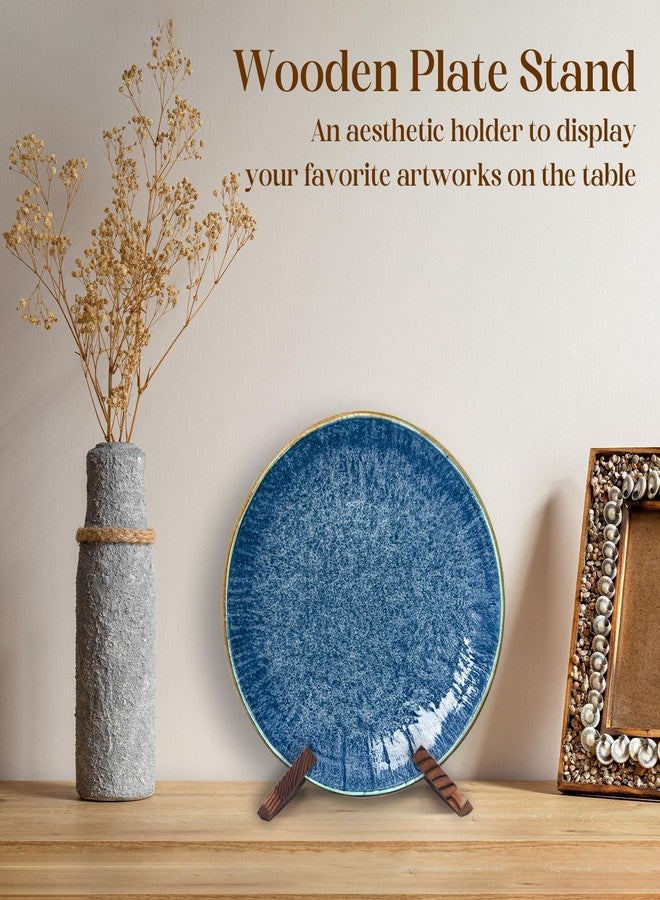XKDOUS حاملان للأطباق من XKDOUS، عبوة من قطعتين، حاملان خشبيان لعرض الأطباق مقاس 6.5 بوصة، حامل إطار للصور، حامل عرض للكتب والأطباق والصور، حاملان مزخرفان للطاولة - Image 2