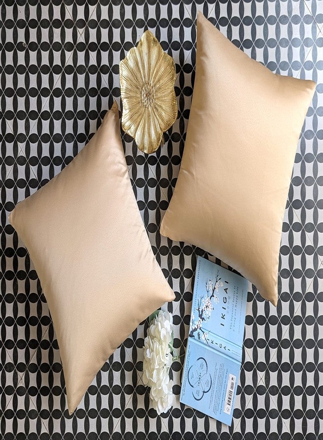 AVKA Studio Heavy Quality Satin Throw Pillow Covers - Nude - Set of 2-20x20 Decorative Pillow Covers - with Lining and Zipper Closure - Faux Silk Luxury Toss Pillows for Couch Bed Car Sofa - No Insert - Image 5