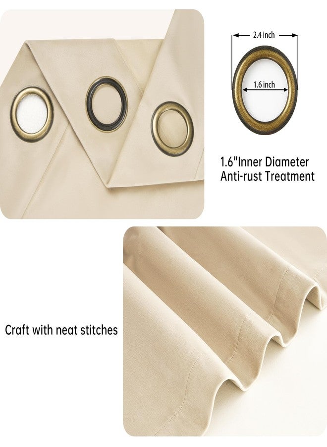 Topfinel Beige Velvet Blackout Curtains 84 Inches Long, Grommet Curtains Room Darkening Thermal Insulated Soundproof Modern Nursery Spring Drapes Home Decor for Living Room Bedroom 2 Panels - Image 3