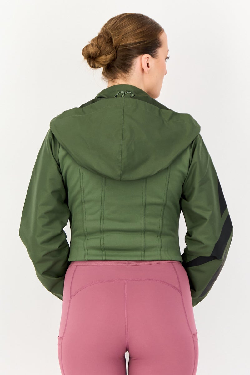 Reebok Women Sportswear Fit Long Sleeve Outdoor Jacket, Olive - Image 3