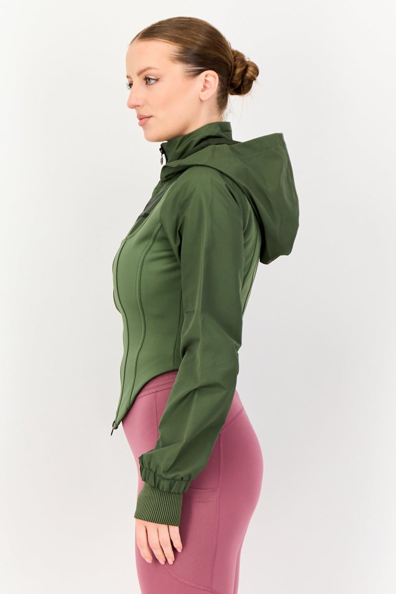 Reebok Women Sportswear Fit Long Sleeve Outdoor Jacket, Olive - Image 2