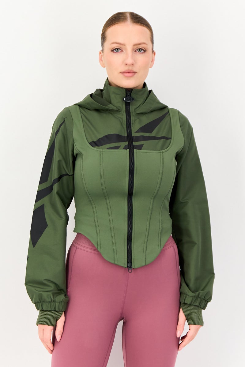 Reebok Women Sportswear Fit Long Sleeve Outdoor Jacket, Olive - Image 1
