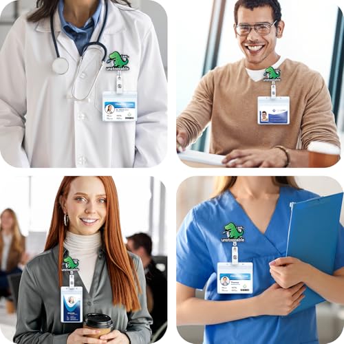 BEZTN I'm Unstoppable Funny Office Badge Reel, Cute Dinosaur Retractable ID Card Badge Holder, Name Tag Work Badge Clip for ICU RN LPN CNA MA ER Night Shift Nurse Nursing Student Doctor Teacher, Nurse Gifts - Image 2