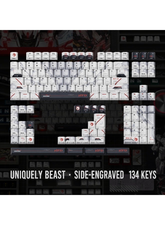 PIIFOX Unicorn Gundam Keycaps Set, PBT Transparent Mechanical Keyboard Keycaps, Anime Custom Caps for Wooting & MX Switch Keyboards For Side-printed 134-key + 24-key PC - Image 2