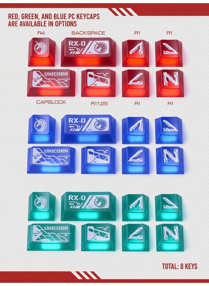 PIIFOX Unicorn Gundam Keycaps Set, PBT Transparent Mechanical Keyboard Keycaps, Anime Custom Caps for Wooting & MX Switch Keyboards For Side-printed 134-key + 24-key PC - Image 5
