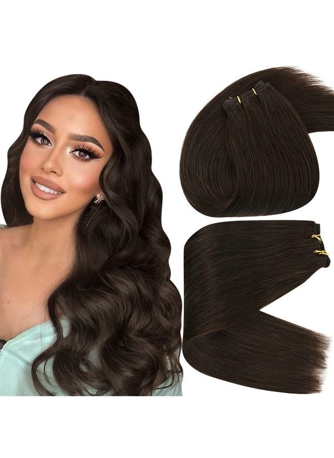 Sunny Hair - Sunny Sew in Hair Extensions Real Human Hair Darkest Brown Sew in Hair Extensions Transform Your Look 16inch 100g Weft Hair Extensions Human Hair Brown Sew in Weft Hair Extensions Human Hair - Image 1