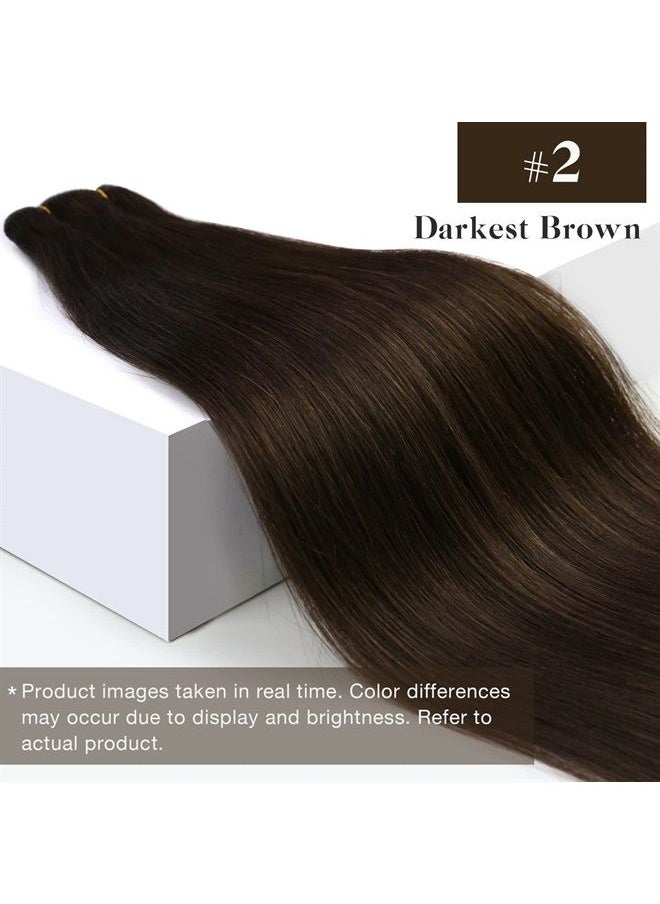 Sunny Hair - Sunny Sew in Hair Extensions Real Human Hair Darkest Brown Sew in Hair Extensions Transform Your Look 16inch 100g Weft Hair Extensions Human Hair Brown Sew in Weft Hair Extensions Human Hair - Image 1