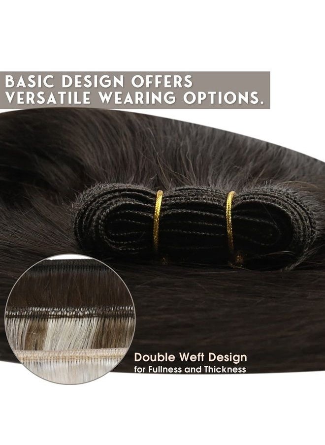 Sunny Hair - Sunny Sew in Hair Extensions Real Human Hair Darkest Brown Sew in Hair Extensions Transform Your Look 16inch 100g Weft Hair Extensions Human Hair Brown Sew in Weft Hair Extensions Human Hair - Image 1