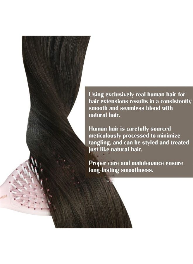 Sunny Hair - Sunny Sew in Hair Extensions Real Human Hair Darkest Brown Sew in Hair Extensions Transform Your Look 16inch 100g Weft Hair Extensions Human Hair Brown Sew in Weft Hair Extensions Human Hair - Image 1