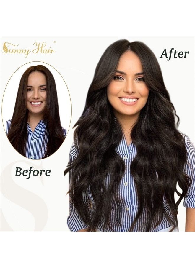 Sunny Hair - Sunny Sew in Hair Extensions Real Human Hair Darkest Brown Sew in Hair Extensions Transform Your Look 16inch 100g Weft Hair Extensions Human Hair Brown Sew in Weft Hair Extensions Human Hair - Image 1