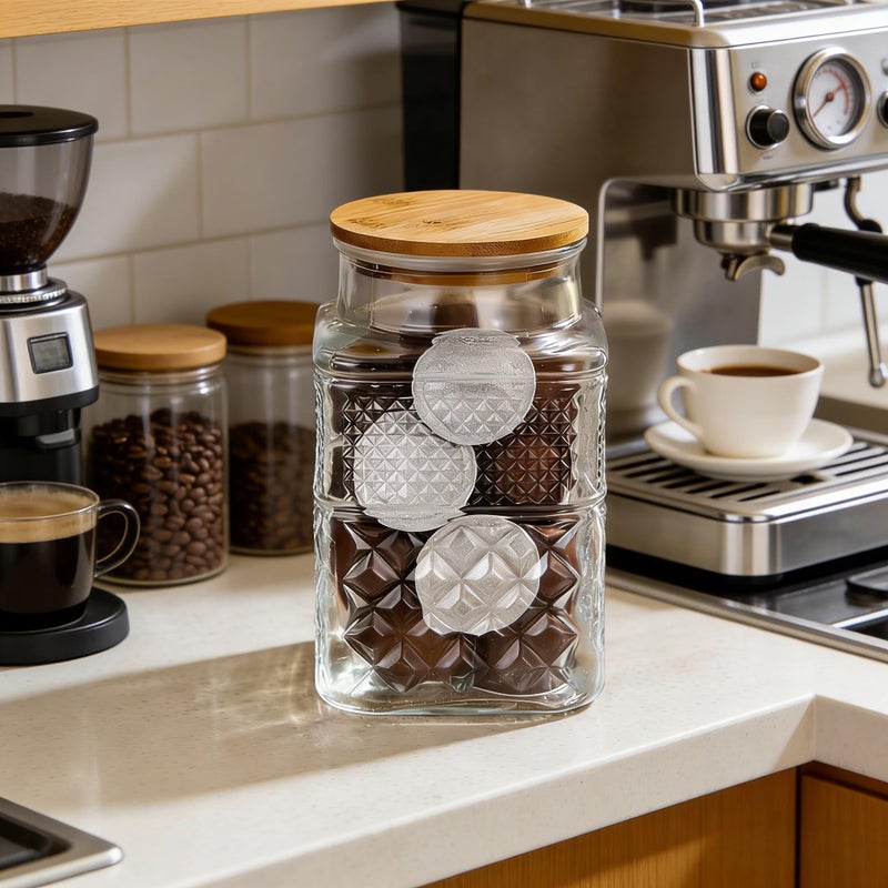 Prettidecor Large Glass Storage Jar, 2 Pack 60 FL OZ Glass Food Storage Containers with Bamboo Lid, Kitchen Laundry Room Organization Decorative Jar for Candy Cookies Coffee Beans Flour Nuts Airtight Glass Jars - Image 4