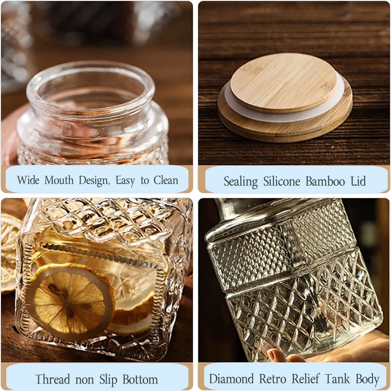 Prettidecor Large Glass Storage Jar, 2 Pack 60 FL OZ Glass Food Storage Containers with Bamboo Lid, Kitchen Laundry Room Organization Decorative Jar for Candy Cookies Coffee Beans Flour Nuts Airtight Glass Jars - Image 2