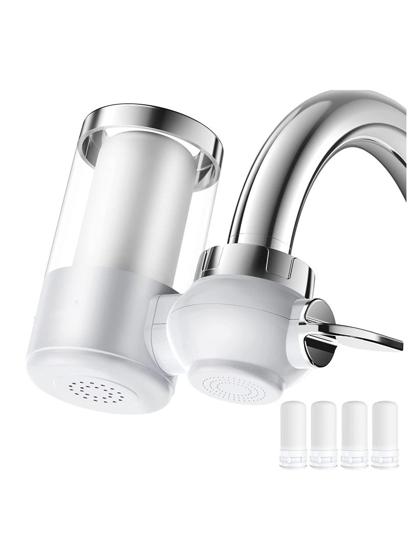 SYOSI Transparent Shell Faucet Water Filter with 5 Filter Elements High Water Pressure Faucet Filter Reduces Chlorine for Better Taste Tap Water Filter Mount for Kitchen Sink  - Image 1
