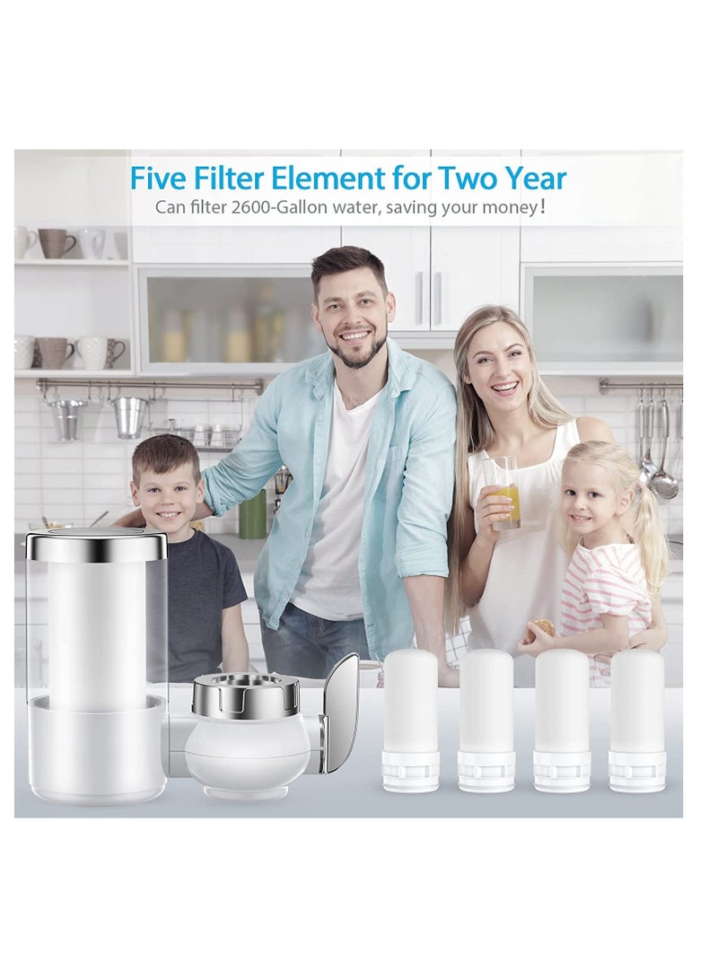SYOSI Transparent Shell Faucet Water Filter with 5 Filter Elements High Water Pressure Faucet Filter Reduces Chlorine for Better Taste Tap Water Filter Mount for Kitchen Sink  - Image 2