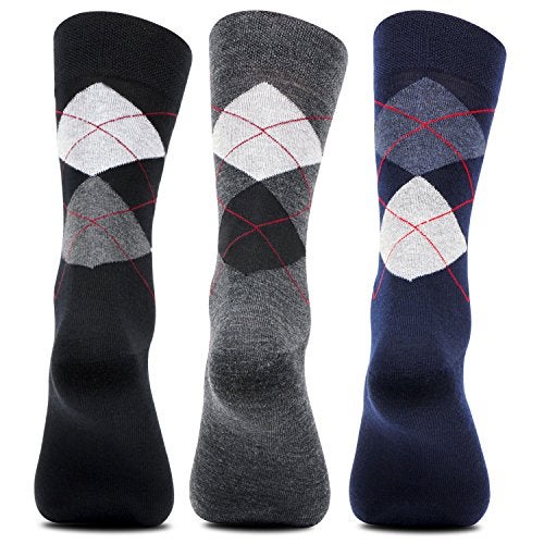 Bonjour Men's Cotton Classic Argyle Multicoloured Wollen Socks- Pack Of 3 - Image 3