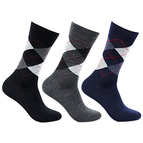 Bonjour Men's Cotton Classic Argyle Multicoloured Wollen Socks- Pack Of 3 - Image 1