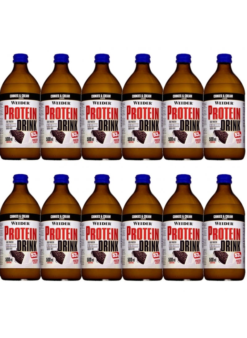 Weider Protein Drink 500ml Cookies & Cream – Pack of 12 - Image 1