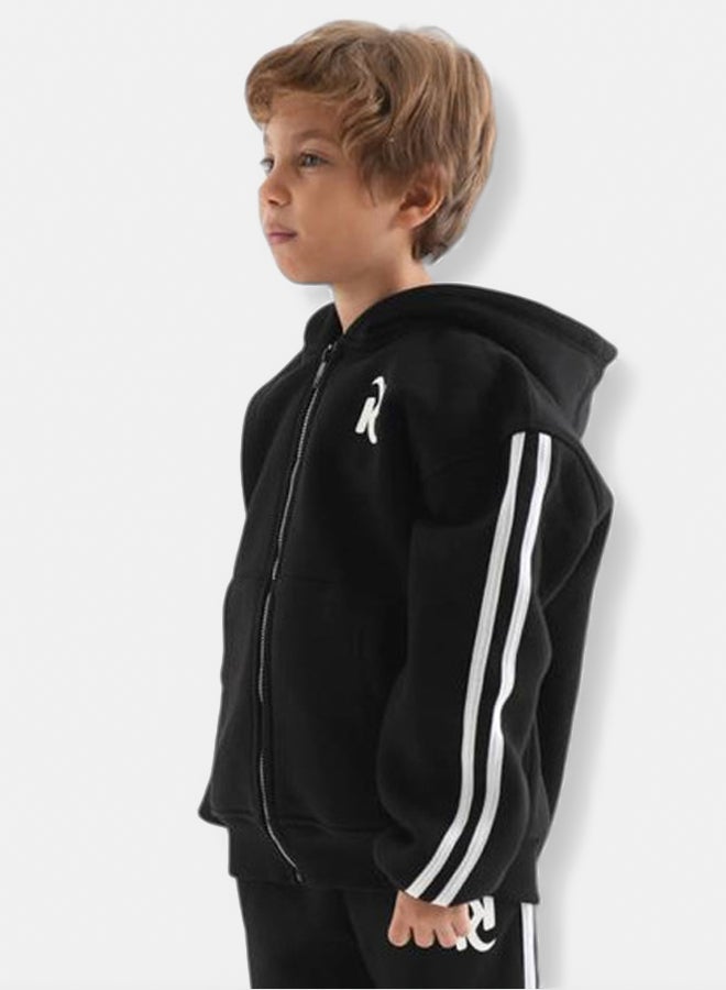 Kiddo Kids Unisex Bold Stripe Black Jacket 