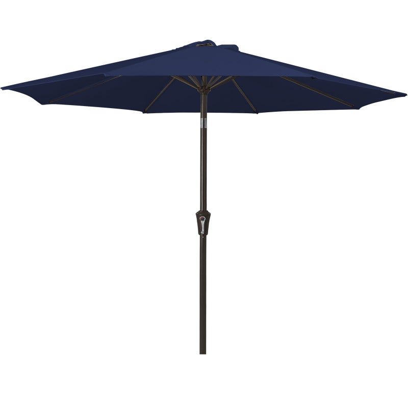 MEWAY 9ft Patio Umbrella Outdoor Table Umbrellas with Push Button Tilt and Crank, Market Umbrella 8 Sturdy Ribs for Deck, Garden, Pool and Backyard, Navy - Image 1