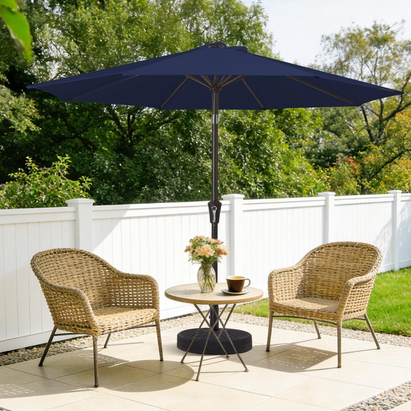 MEWAY 9ft Patio Umbrella Outdoor Table Umbrellas with Push Button Tilt and Crank, Market Umbrella 8 Sturdy Ribs for Deck, Garden, Pool and Backyard, Navy - Image 2