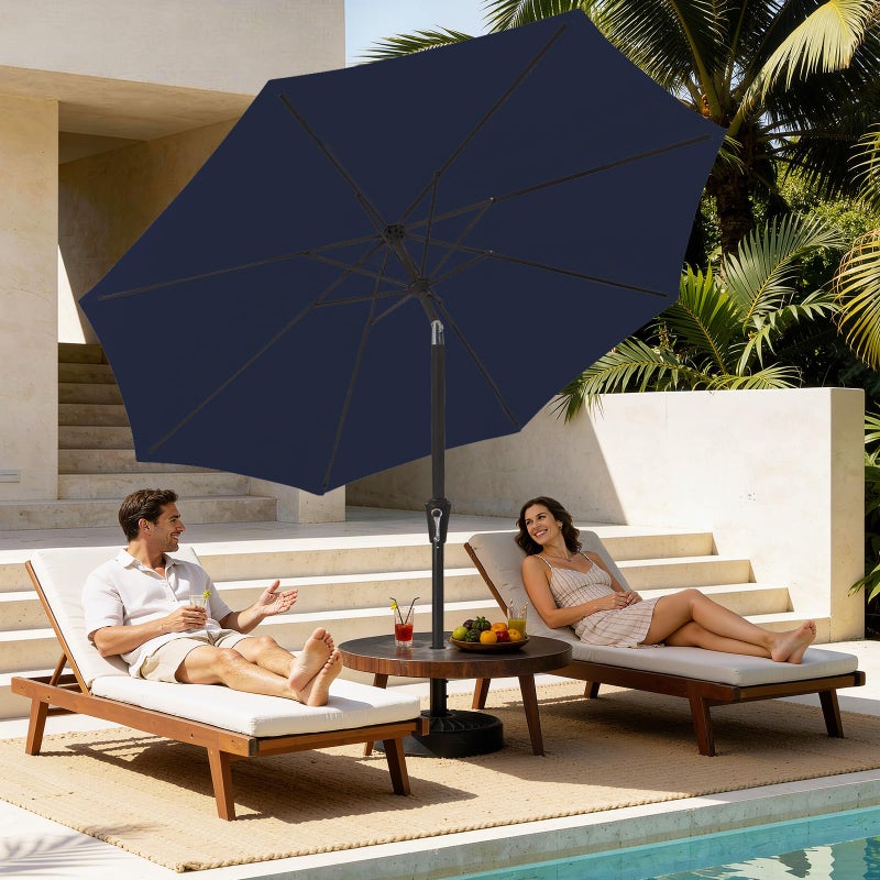 MEWAY 9ft Patio Umbrella Outdoor Table Umbrellas with Push Button Tilt and Crank, Market Umbrella 8 Sturdy Ribs for Deck, Garden, Pool and Backyard, Navy - Image 3