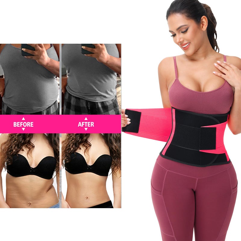 VENUZOR Waist Trainer Belt for Women - Waist Cincher Trimmer - Slimming Body Shaper Belt - Sport Girdle Belt (UP Graded)(Hot Pink,Medium) - Image 3