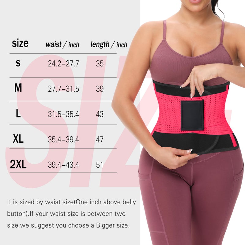 VENUZOR Waist Trainer Belt for Women - Waist Cincher Trimmer - Slimming Body Shaper Belt - Sport Girdle Belt (UP Graded)(Hot Pink,Medium) - Image 2