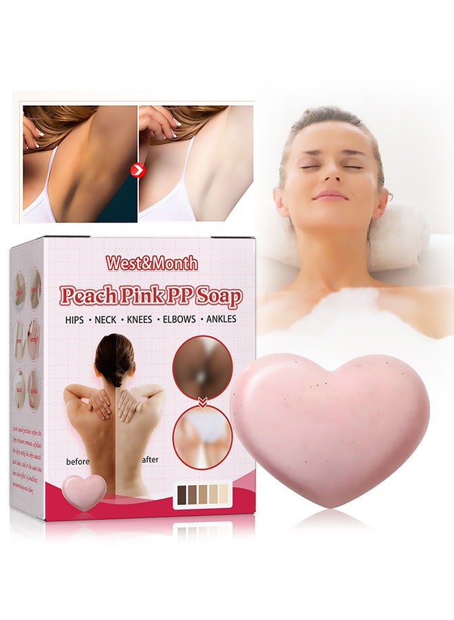 West&Month Peach Pink Soap-Shower Handmade Soap Lighten Melanin Joint Whitening Hydrating Body Cleansing Bath Soap