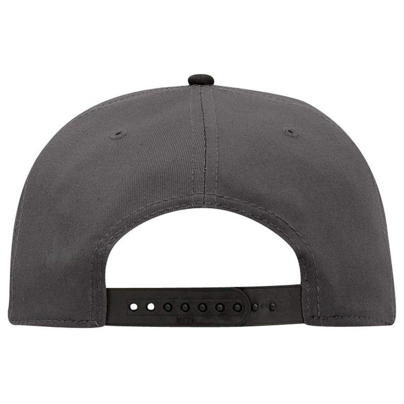 OTTO SNAP Cotton Twill Round Flat Visor 6 Panel Pro Style Snapback Hat - Blk/Ch.Gry/Ch.Gry - Image 3