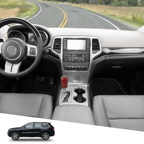 Jimen Compatible with Jeep Grand Cherokee 20112013 3PCS Gear Shifter Knob Cover Interior Trim Accessories Red Carbon Fiber - Image 3