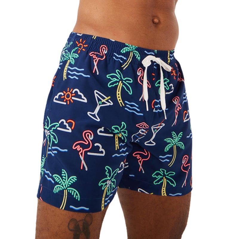 Chubbies Mens Swim Trunks Mens Swim Shorts with 4Way Stretch 55 Beach Shorts with Elastic Waist Drawstring Mesh Lining UPF 50 The Neon Lights XXLarge