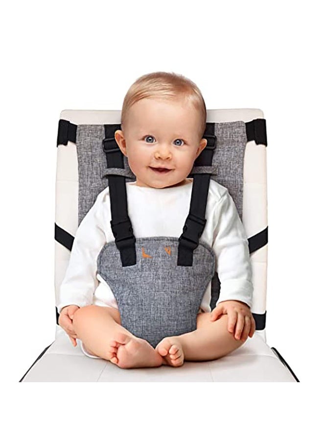 Baby Chair Harness Travel Harness Seat Fabric Portable High Chair for Travel Travel High Chair Seat Sack Portable Seat with Safety Harness Parent Pouch Must Haves Travel EssentialGrey  - Image 1